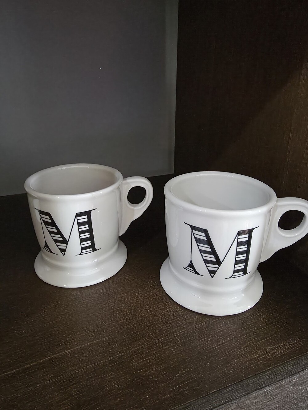 2 Anthropologie Coffee Mug Monogram Letter “M”